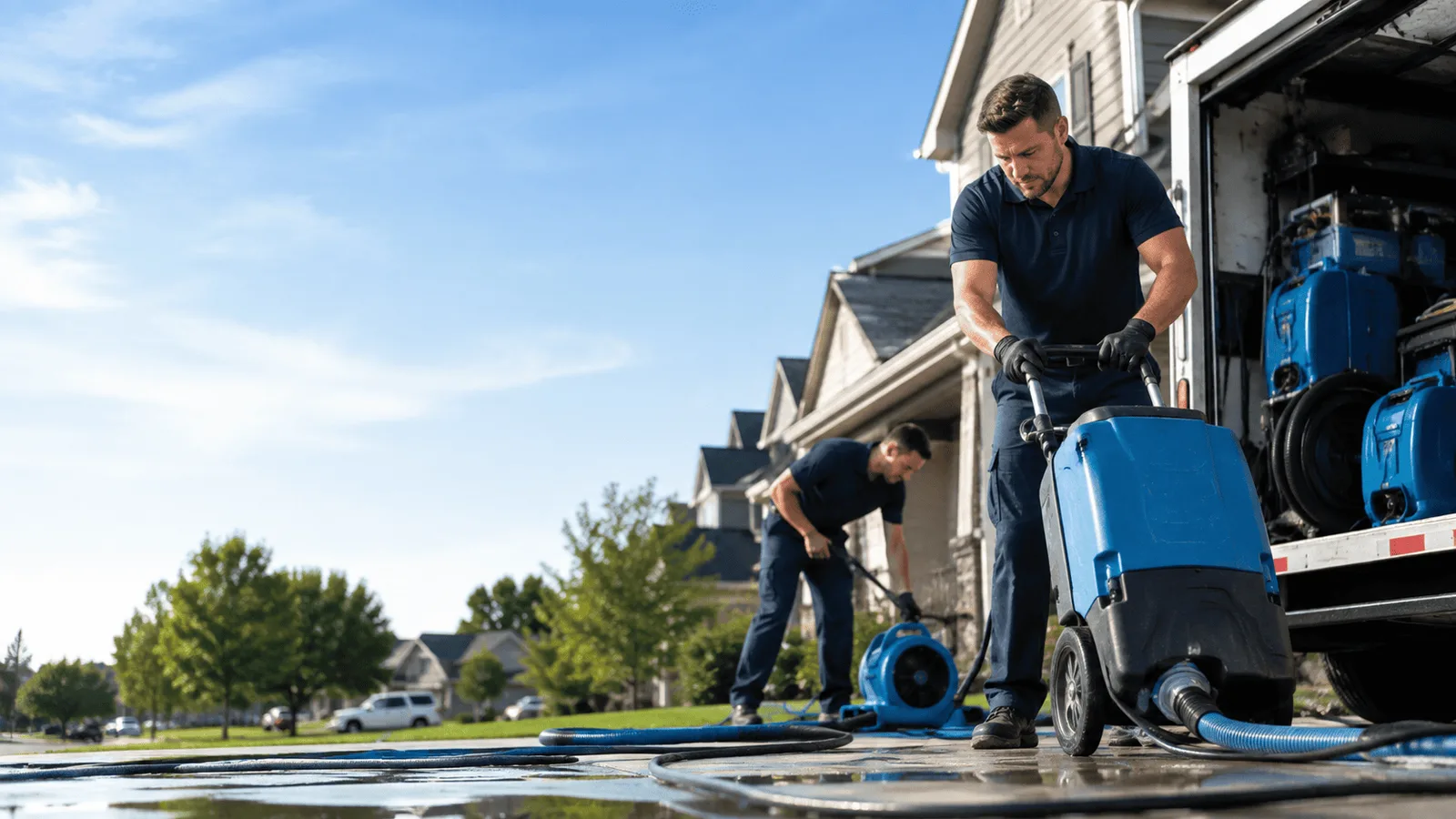 Burst Pipe Damage Cleanup being performed in Lakeville, MA
